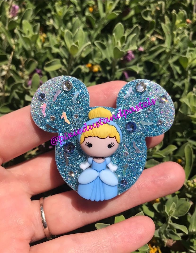 At the Stroke of Midnight - Cinderella's Glass Slippers Phone Socket - Phone Grip or Badge Reel
