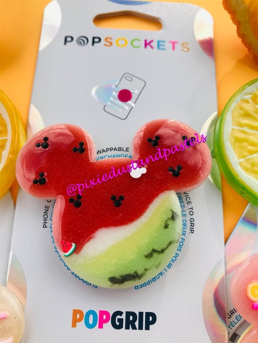 Mickey & Minnie's Summertime drinks Phone Grip! Watermelon or Lemonade Mickey Phone Socket or Badge Reel