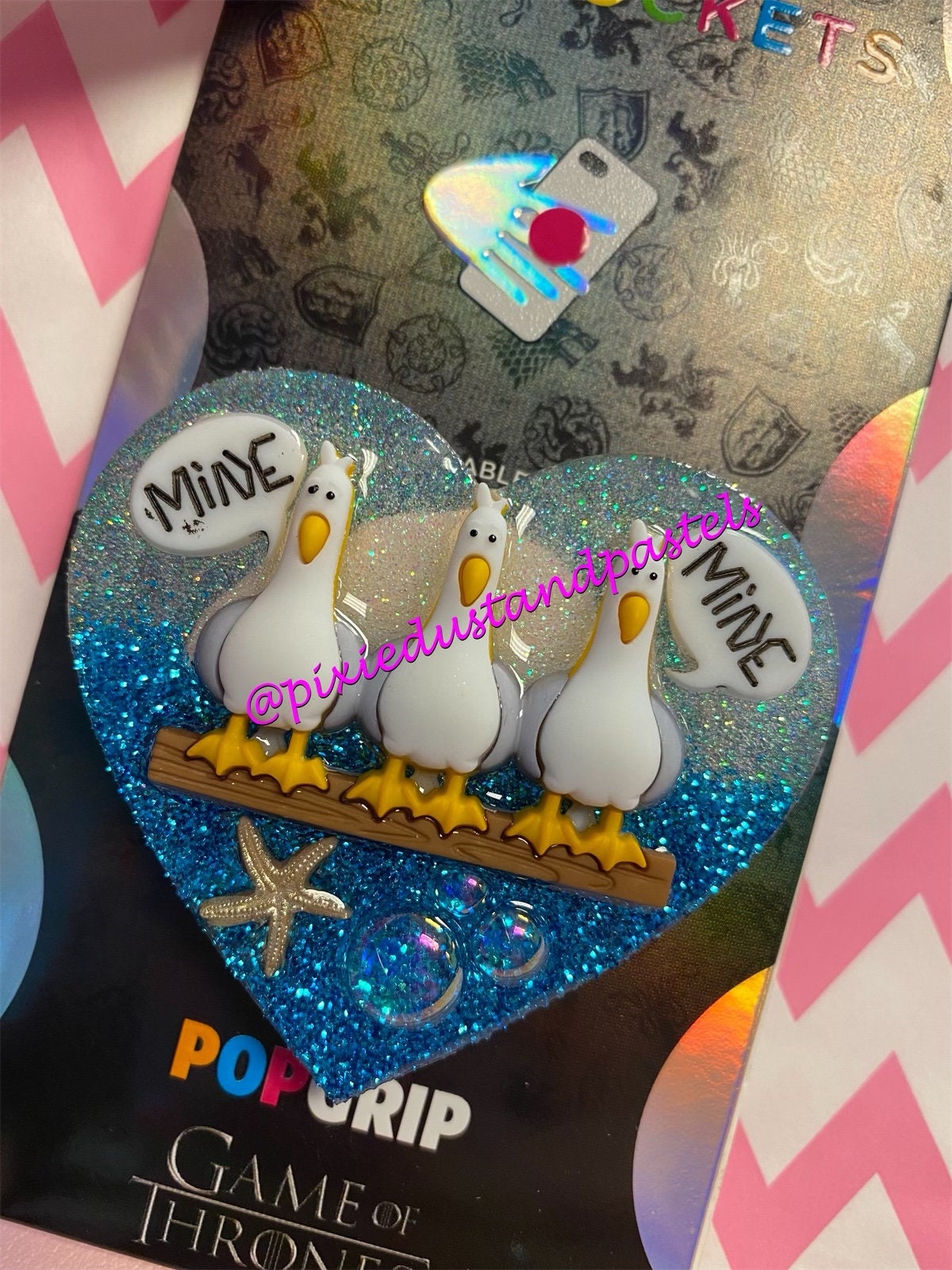Mine! Mine! Mine! Seagulls Nemo Phone Socket - Phone Grip Accessory or Badge Reel