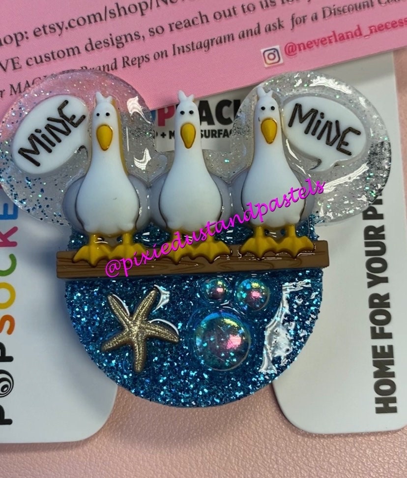 Mine! Mine! Mine! Seagulls Nemo Phone Socket - Phone Grip Accessory or Badge Reel