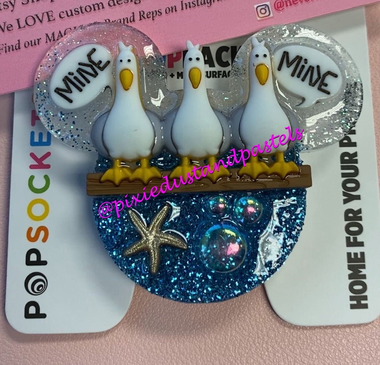 Mine! Mine! Mine! Seagulls Nemo Phone Socket - Phone Grip Accessory or Badge Reel