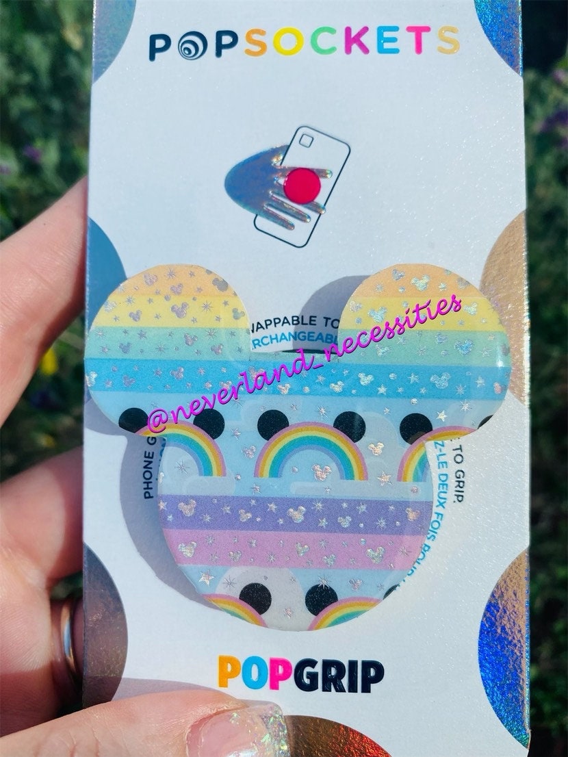 Pastel Dreams and Mickey Rainbow Love Phone Grip - Love is Love - Phone Socket or Badge Reel