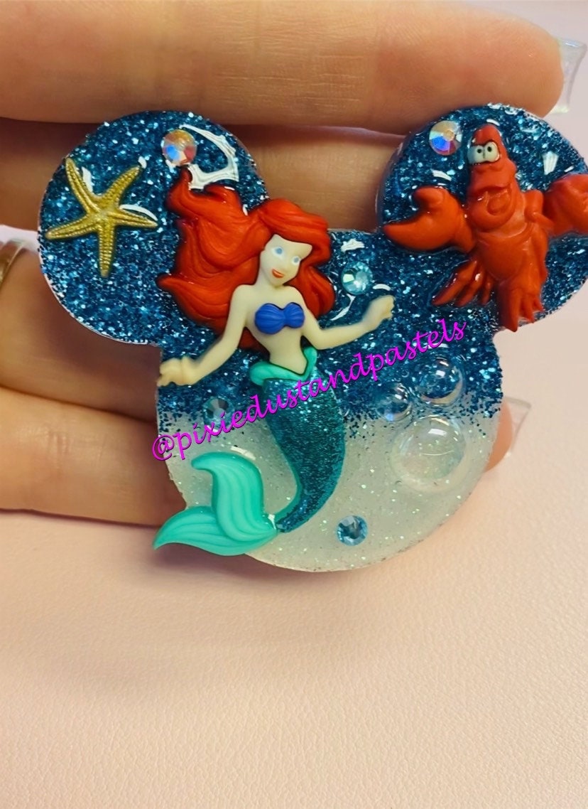Under the Sea Mickey head Phone Grip - Phone Grip or Badge Reel- Princess Mermaid!