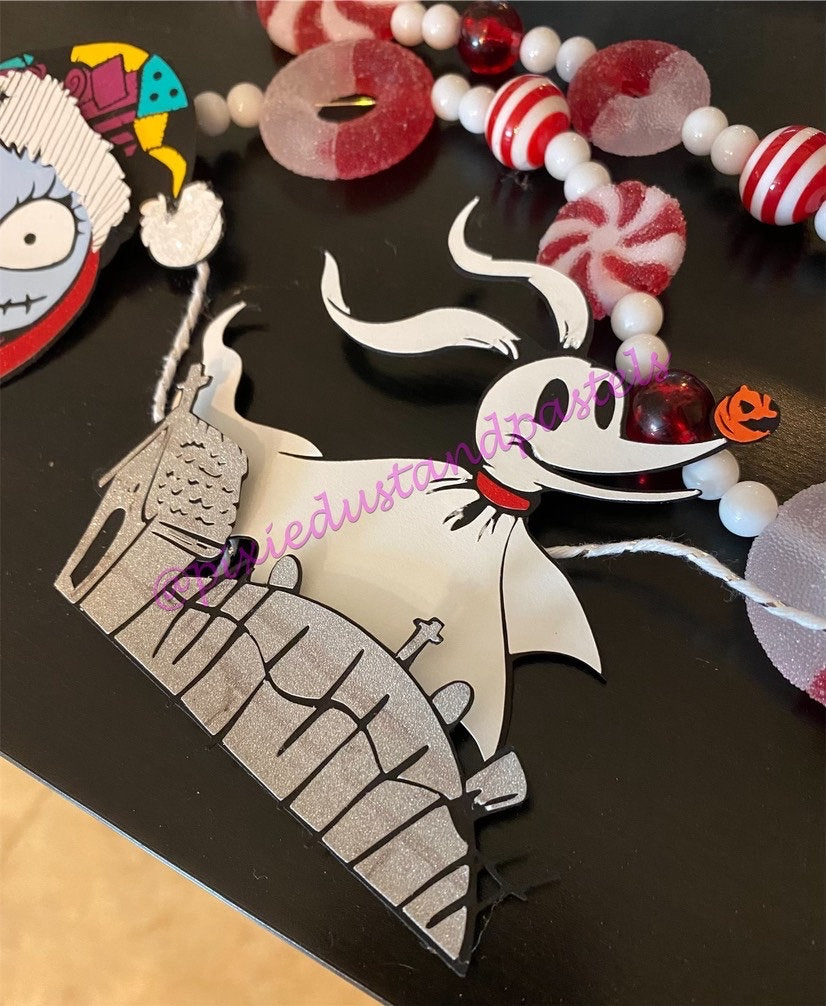 Christmas NBC Garland- Jack Skellington - Santa Oogie - Sally - Zero - Ghost Dog Graveyard- Holiday Mantle Garland