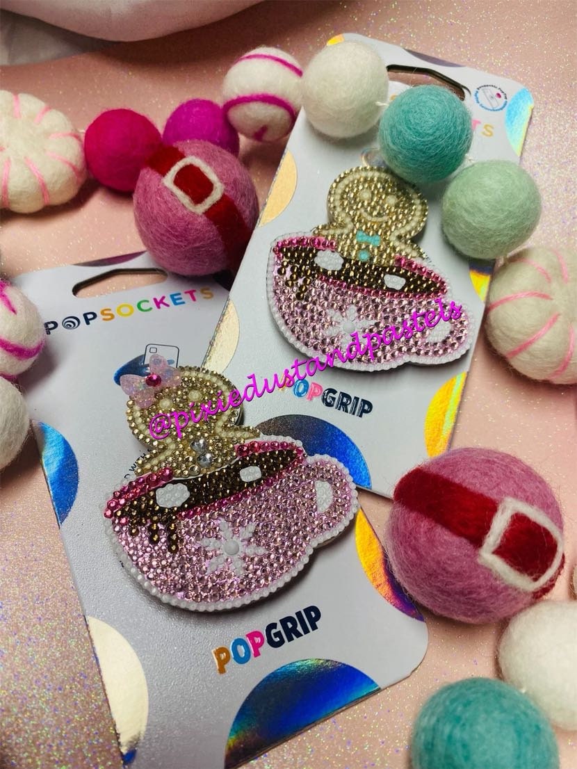 Glam Gingerbread Wishes and Marshmallow Dreams Phone Accessory or Badge Reel! Hot Cocoa Bling Cuties