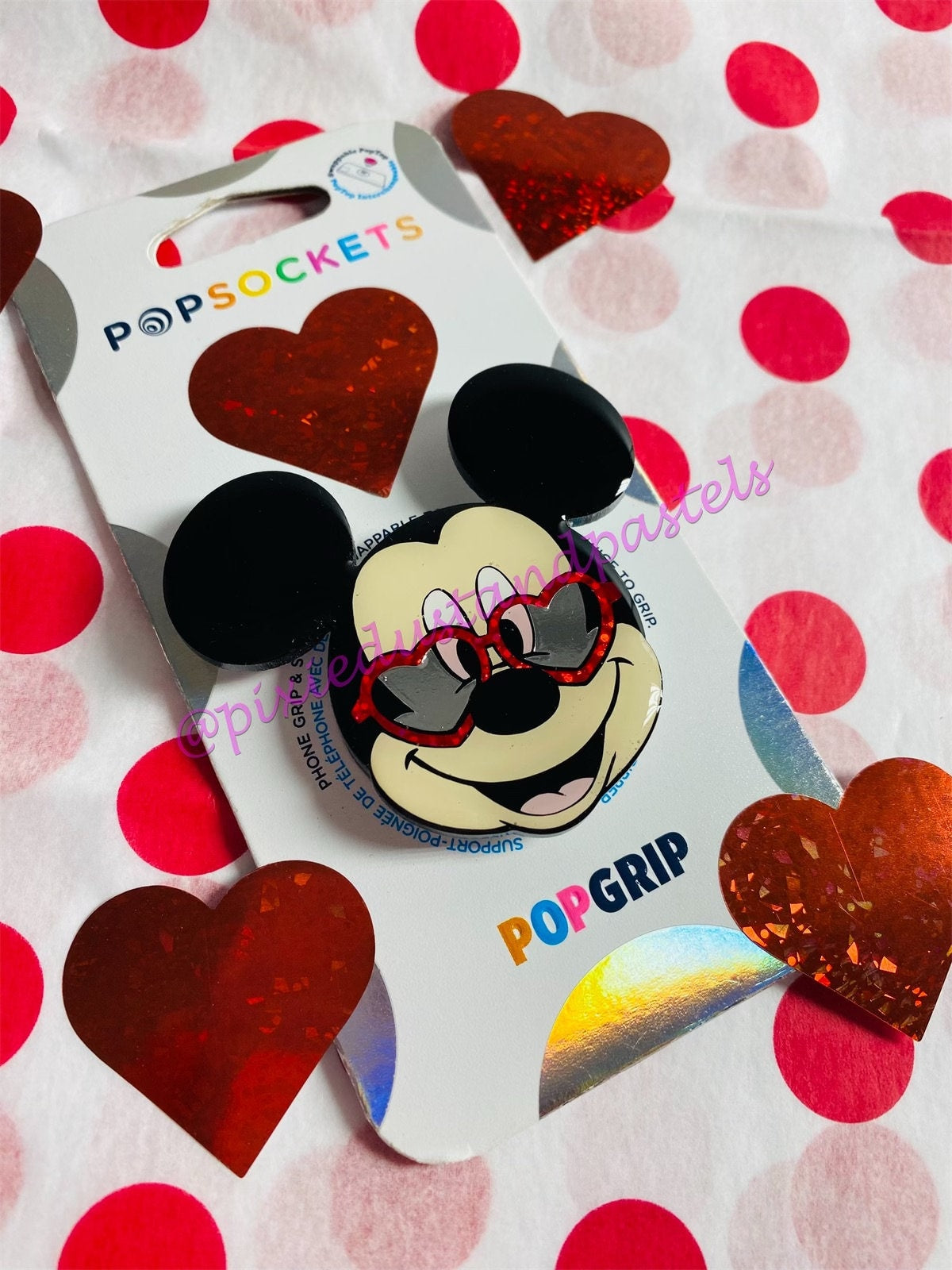 Oh Mickey you’re so fine!! Heart Glasses Valentine Mouse Phone Grip - Socket - Badge Reel or Pop!