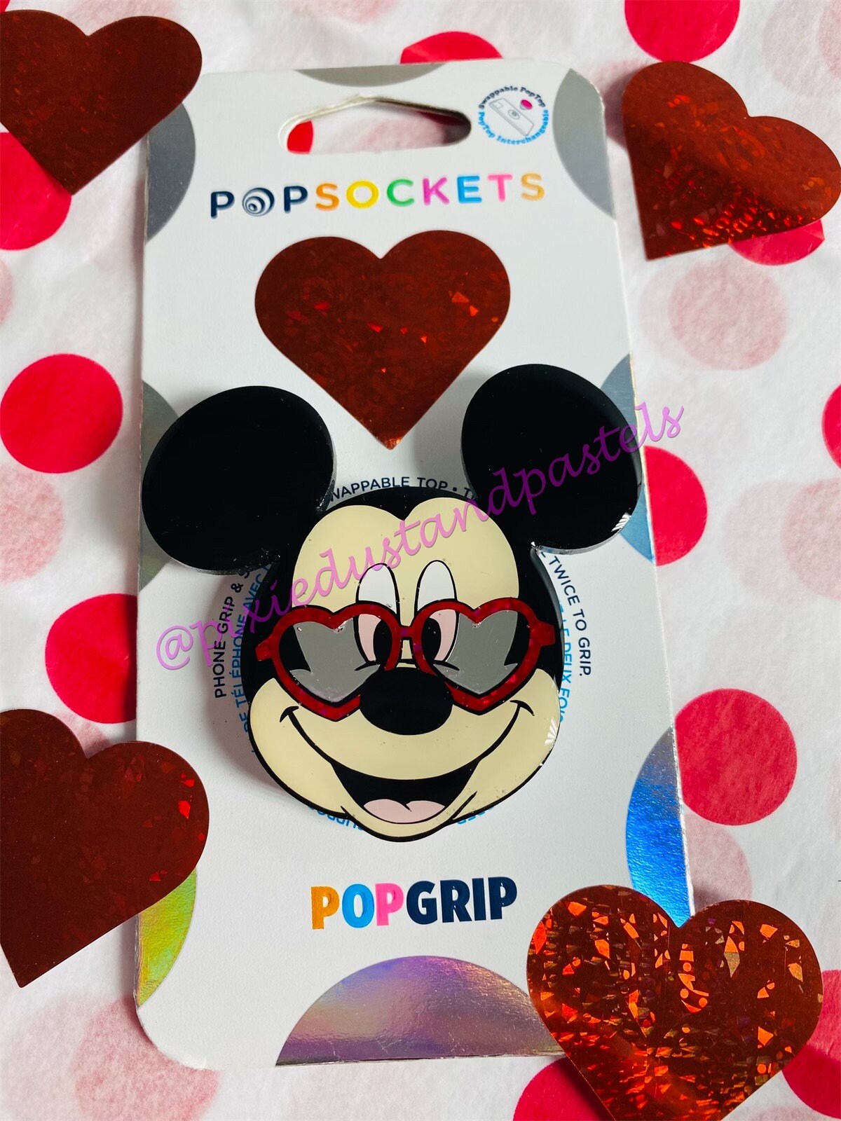 Oh Mickey you’re so fine!! Heart Glasses Valentine Mouse Phone Grip - Socket - Badge Reel or Pop!