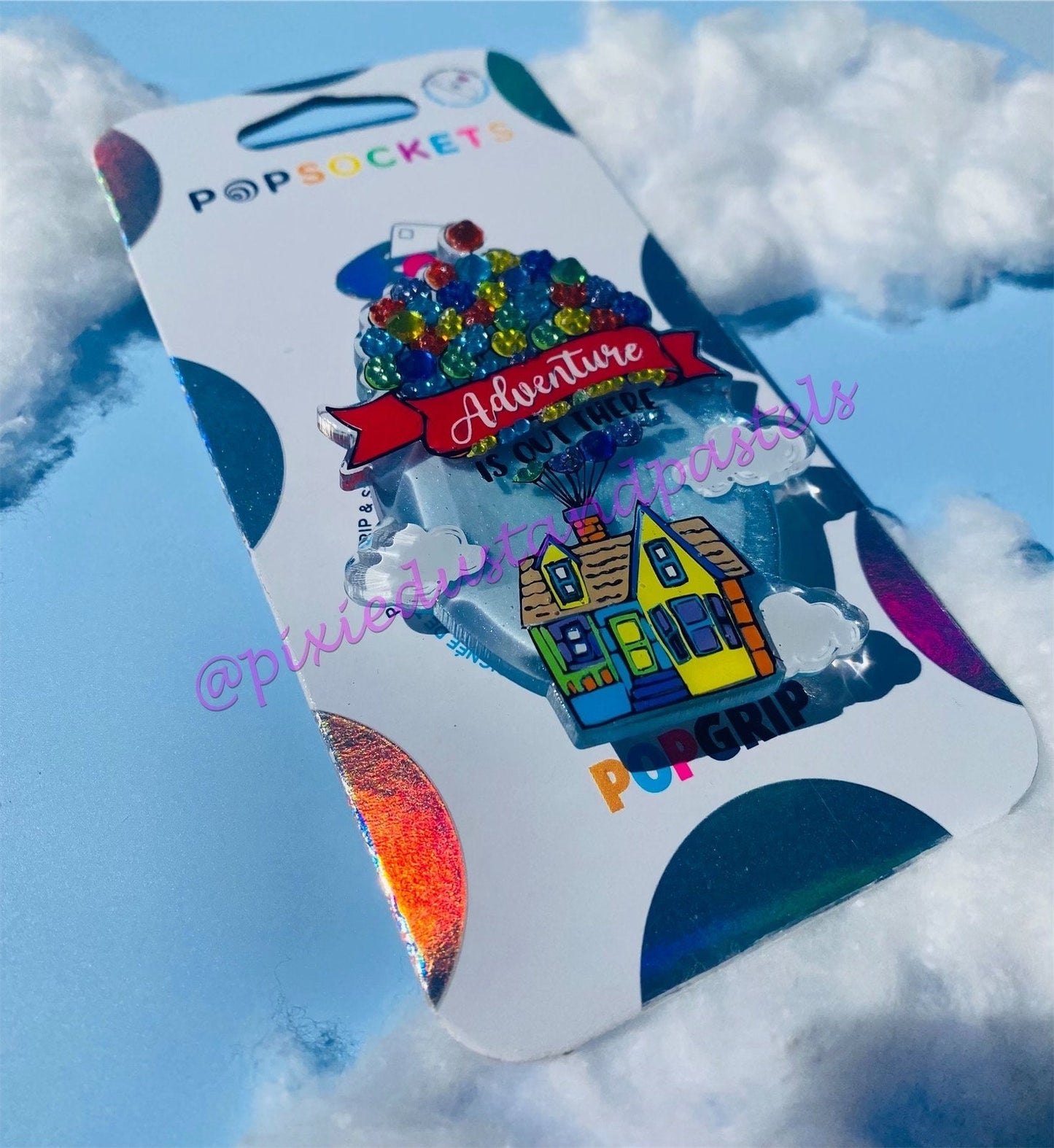 Adventure is Out There! Up! Design Phone Grip-Socket - Balloon house Pop! Bold Bling or Pastel Options