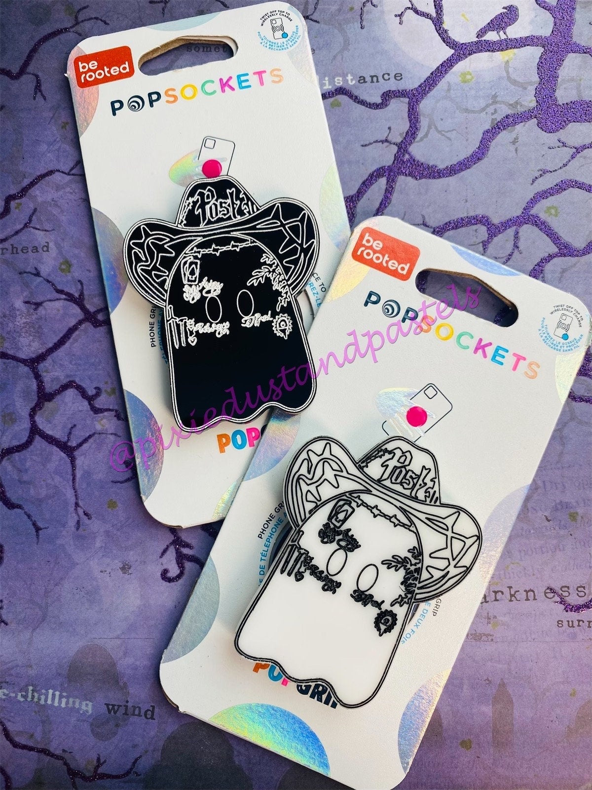 Ghost Malone Cowboy! Ghost Malone design pop! Country Music Inspired Ghost Phone Grip or Badge Reel - Custom colors!