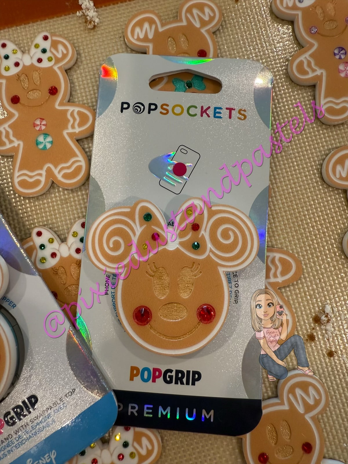 Straight Outta the oven! Gingerbread Mickey and Minnie Phone Grip or Badge Reel - Holiday Sweets and Treats!