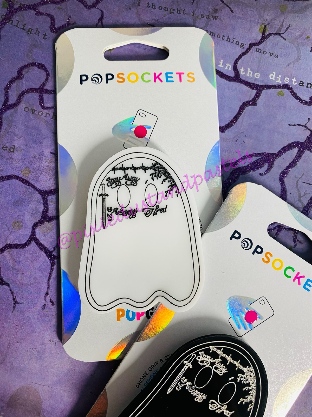 Ghost Malone! Ghost Malone design pop!  Music Inspired Ghost Phone Grip or Badge Reel - Custom colors!