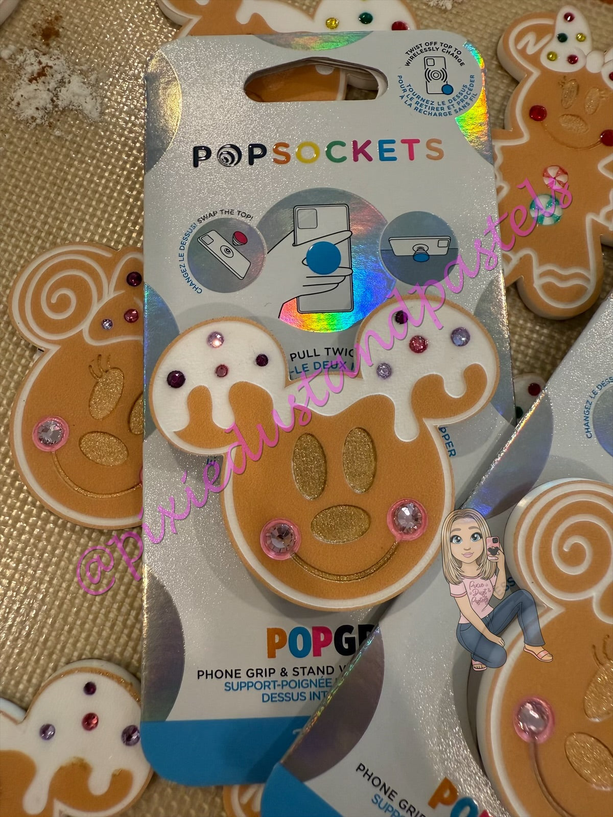 Straight Outta the oven! Gingerbread Mickey and Minnie Phone Grip or Badge Reel - Holiday Sweets and Treats!