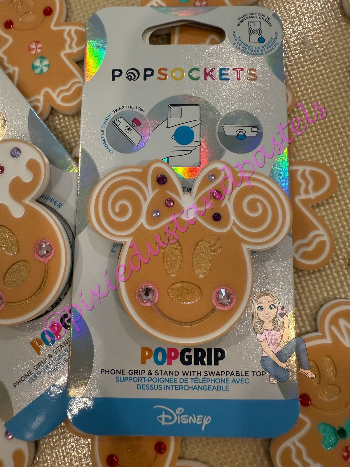 Straight Outta the oven! Gingerbread Mickey and Minnie Phone Grip or Badge Reel - Holiday Sweets and Treats!