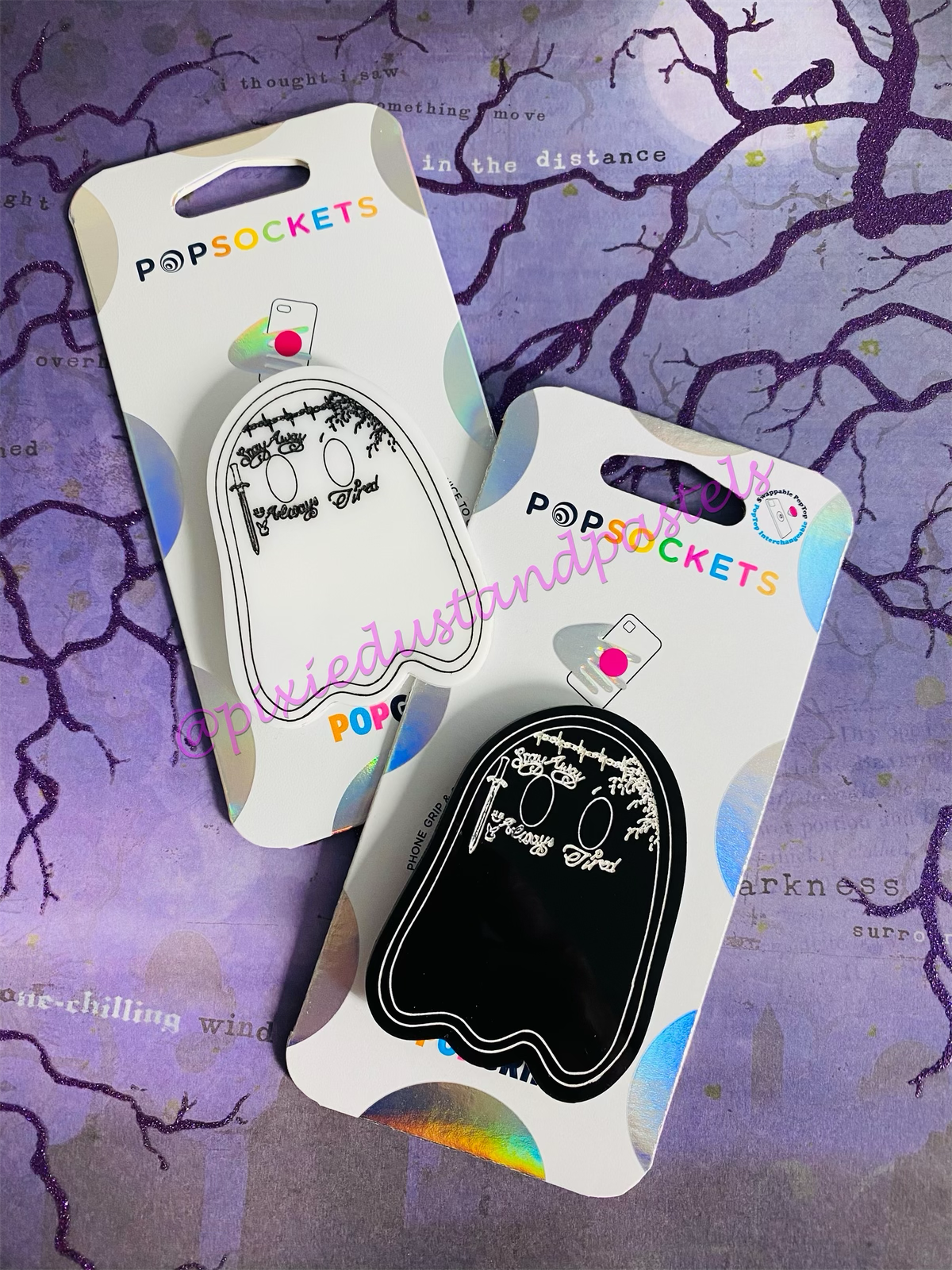 Ghost Malone! Ghost Malone design pop!  Music Inspired Ghost Phone Grip or Badge Reel - Custom colors!