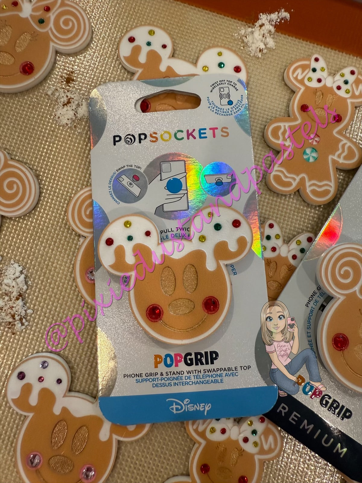 Straight Outta the oven! Gingerbread Mickey and Minnie Phone Grip or Badge Reel - Holiday Sweets and Treats!