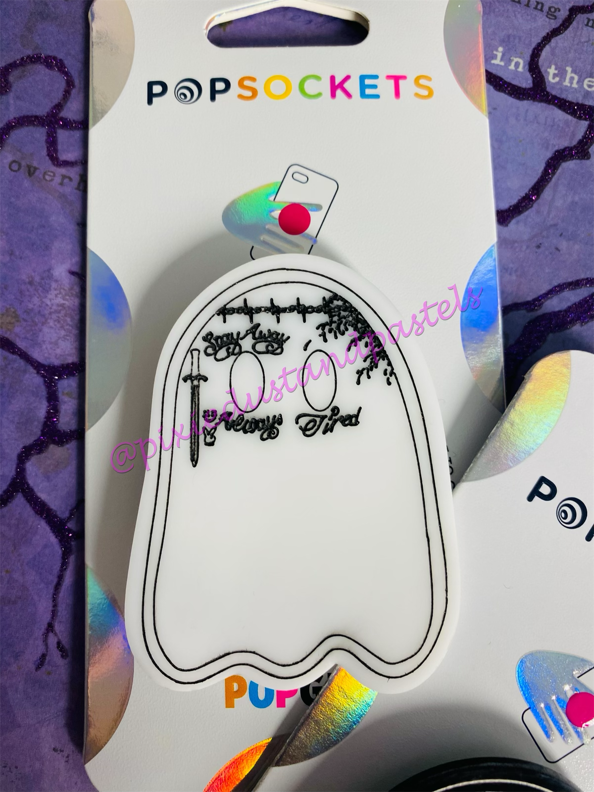 Ghost Malone! Ghost Malone design pop!  Music Inspired Ghost Phone Grip or Badge Reel - Custom colors!