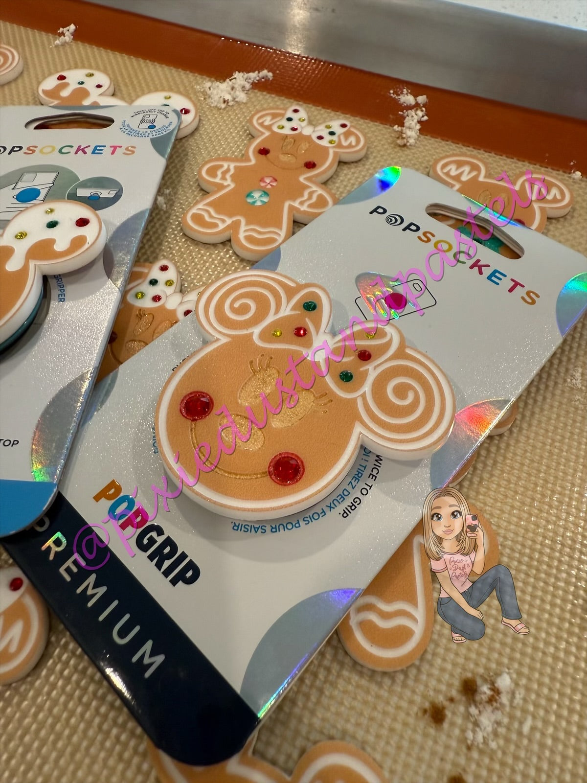 Straight Outta the oven! Gingerbread Mickey and Minnie Phone Grip or Badge Reel - Holiday Sweets and Treats!