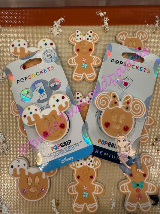 Straight Outta the oven! Gingerbread Mickey and Minnie Phone Grip or Badge Reel - Holiday Sweets and Treats!