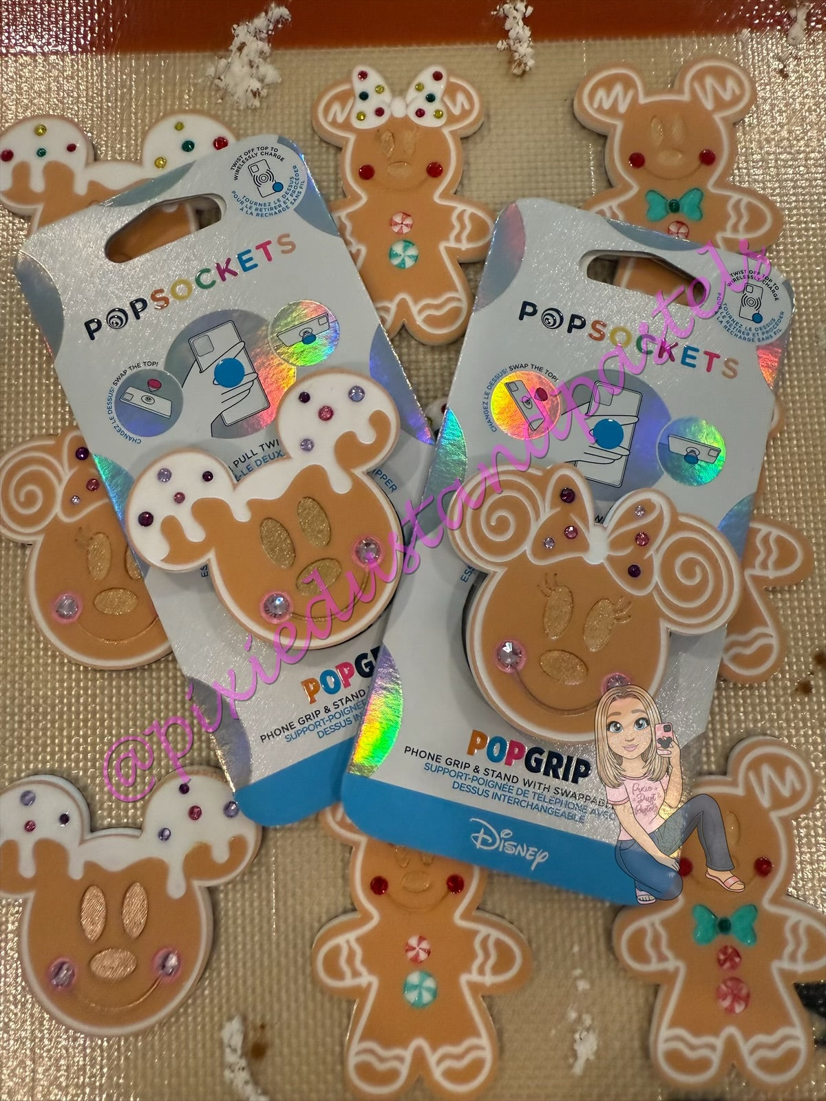 Straight Outta the oven! Gingerbread Mickey and Minnie Phone Grip or Badge Reel - Holiday Sweets and Treats!