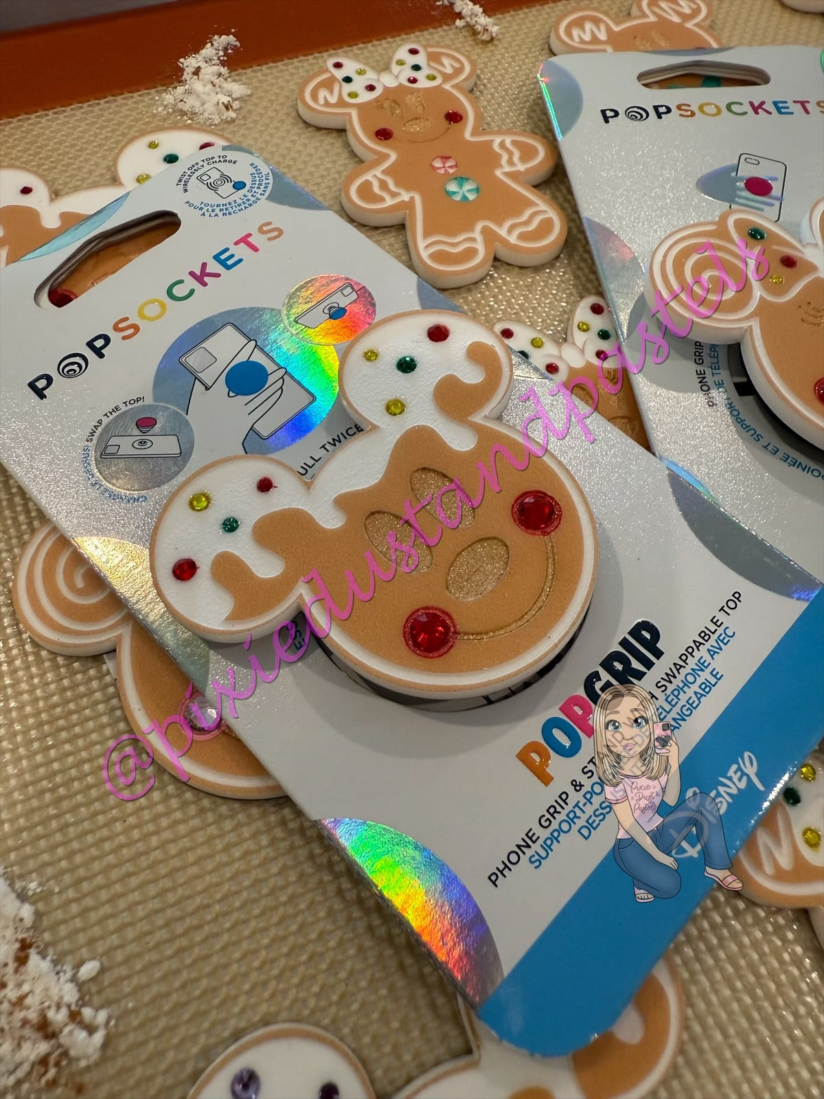 Straight Outta the oven! Gingerbread Mickey and Minnie Phone Grip or Badge Reel - Holiday Sweets and Treats!