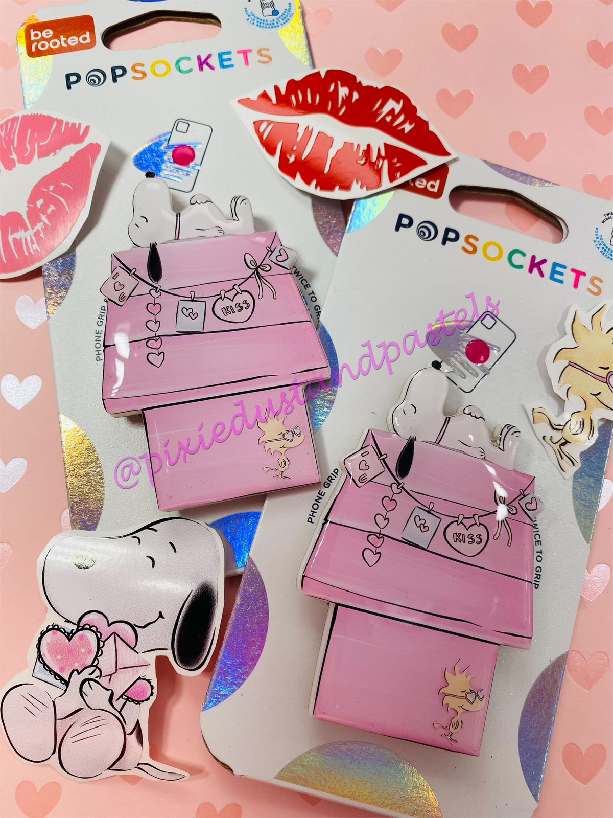 Snoopy’s Valentine Dog House!Valentine Beagle Phone Grip - Socket - Badge Reel or Pop!