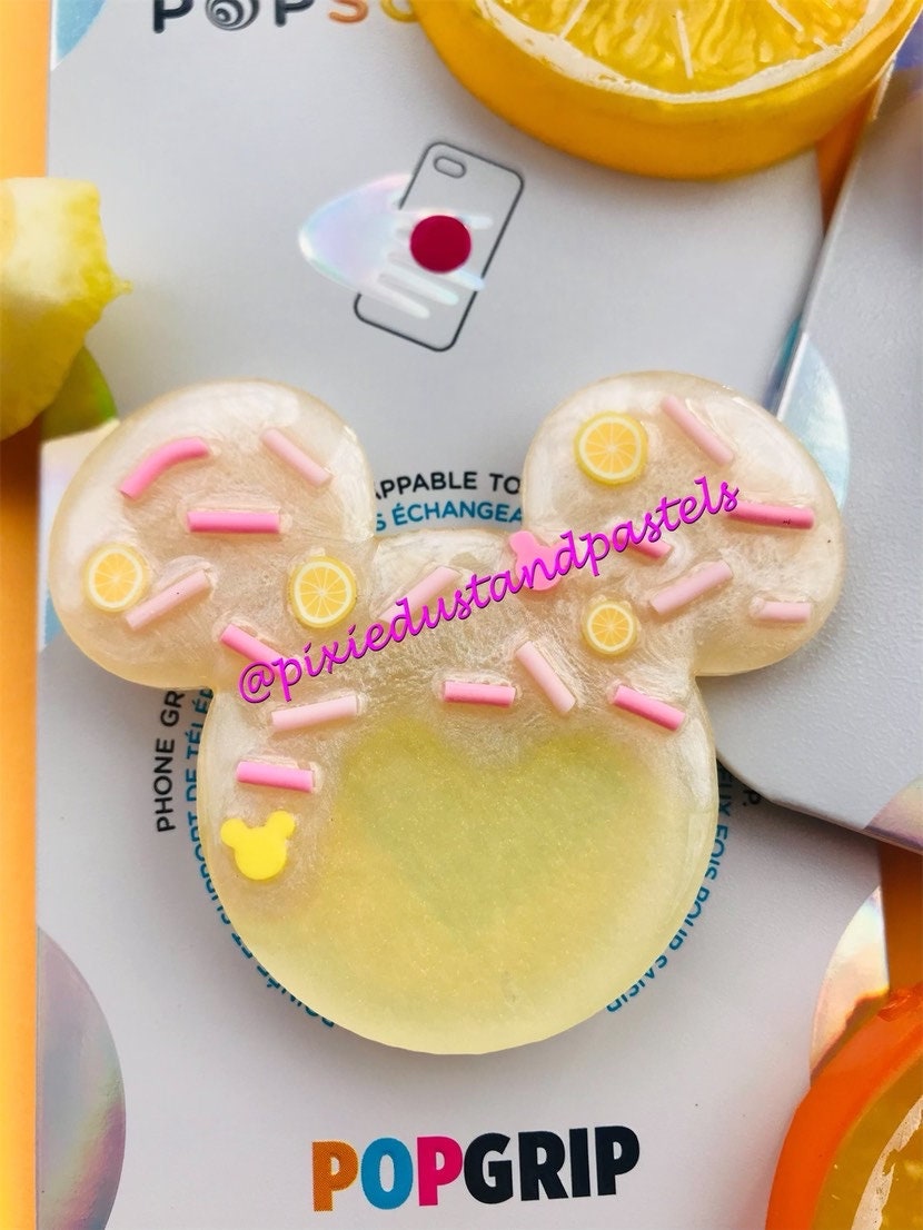 Mickey & Minnie's Summertime drinks Phone Grip! Watermelon or Lemonade Mickey Phone Socket or Badge Reel