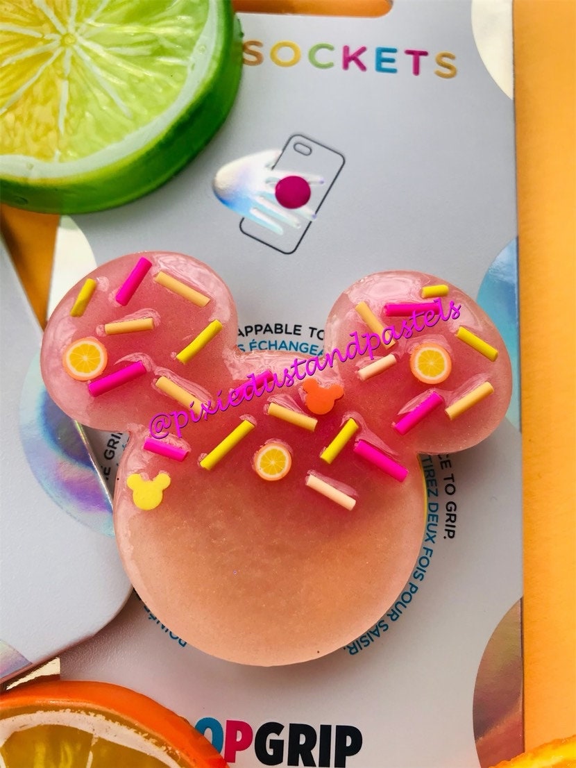 Mickey & Minnie's Summertime drinks Phone Grip! Watermelon or Lemonade Mickey Phone Socket or Badge Reel