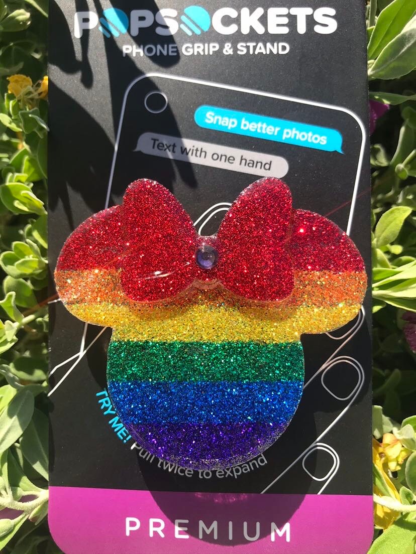 Pride Month Rainbow glitter Phone - Pride Month LGBTQIA+ Badge Reel Mickey or Minnie Phone pop