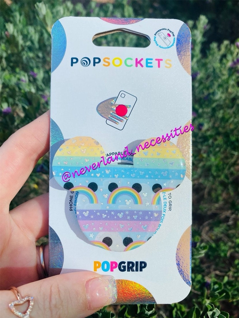 Pastel Dreams and Mickey Rainbow  Love Phone Grip - Love is Love - Phone Socket or Badge Reel