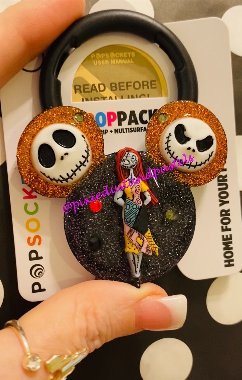 Nightmare Before Christmas Jack Skellington and Sally Phone Grip - NBC Halloweentown Phone Grip or Badge Reel