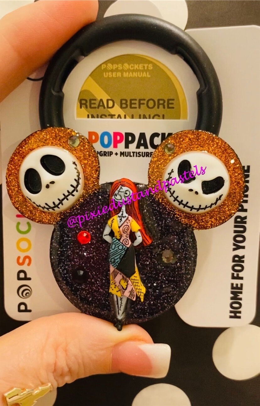 Nightmare Before Christmas Jack Skellington and Sally Phone Grip - NBC Halloweentown Phone Grip or Badge Reel