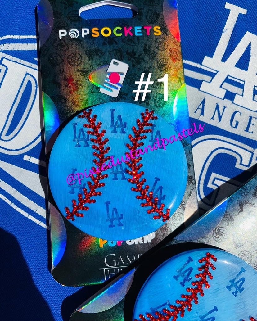 Take me out to the Ballgame! Los Angeles Baseball Bling Phone Socket or Badge Reel - Baseball Bling! Any Team can be customized!