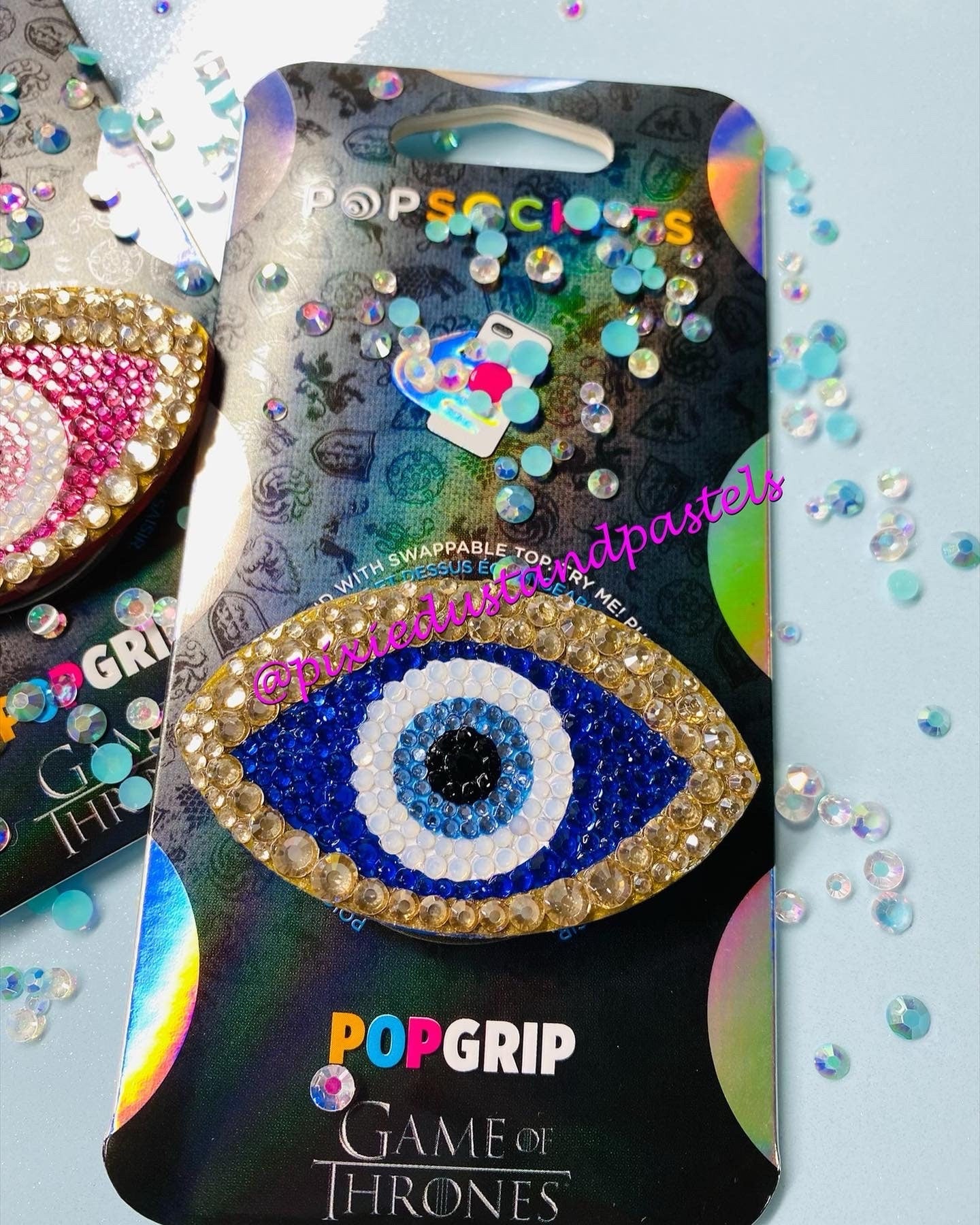 Evil Eye Protection Amulet Phone Accessory - Energy Protection Badge Reel or Phone Grip Socket