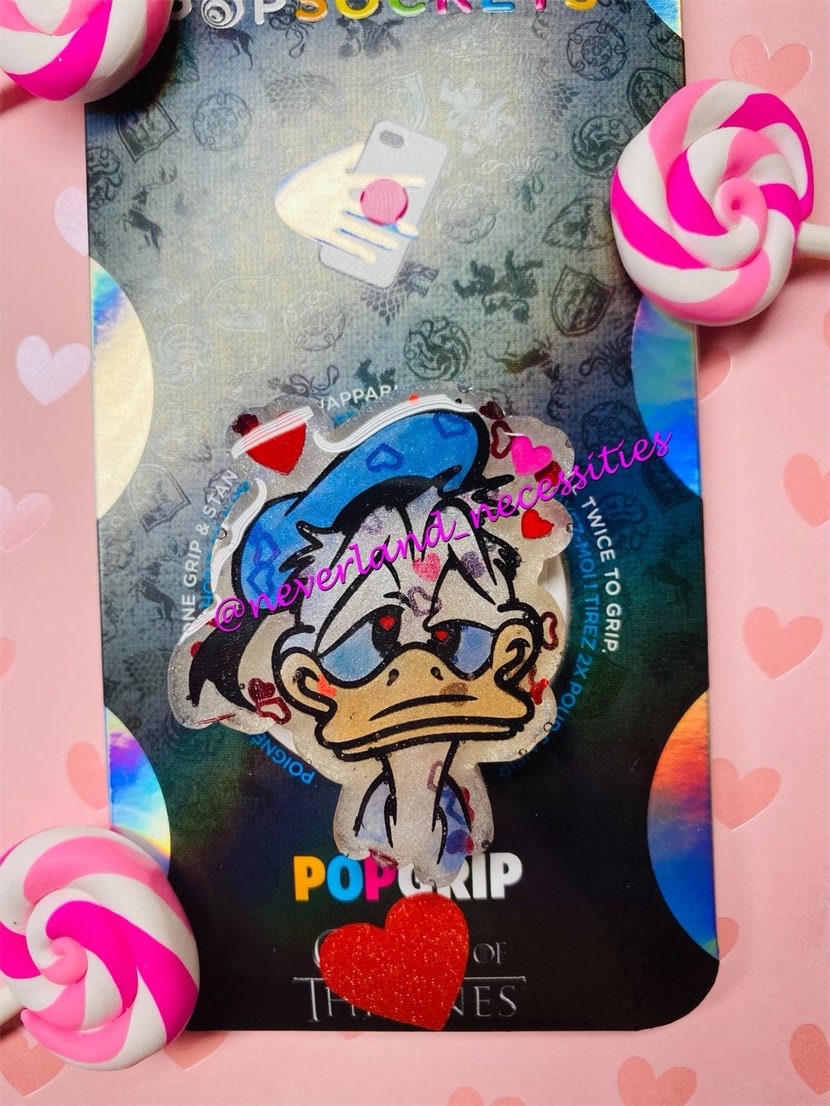 Lovestruck Donald! Duck in Love Phone Grip or Badge Reel - Fab 5 Socket for your Phone!