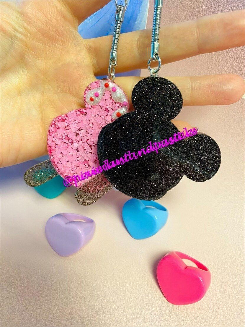 Sweets and Ice Cream! Mickey Bar Ice Cream Keychains - Glitter or Shimmer colors available