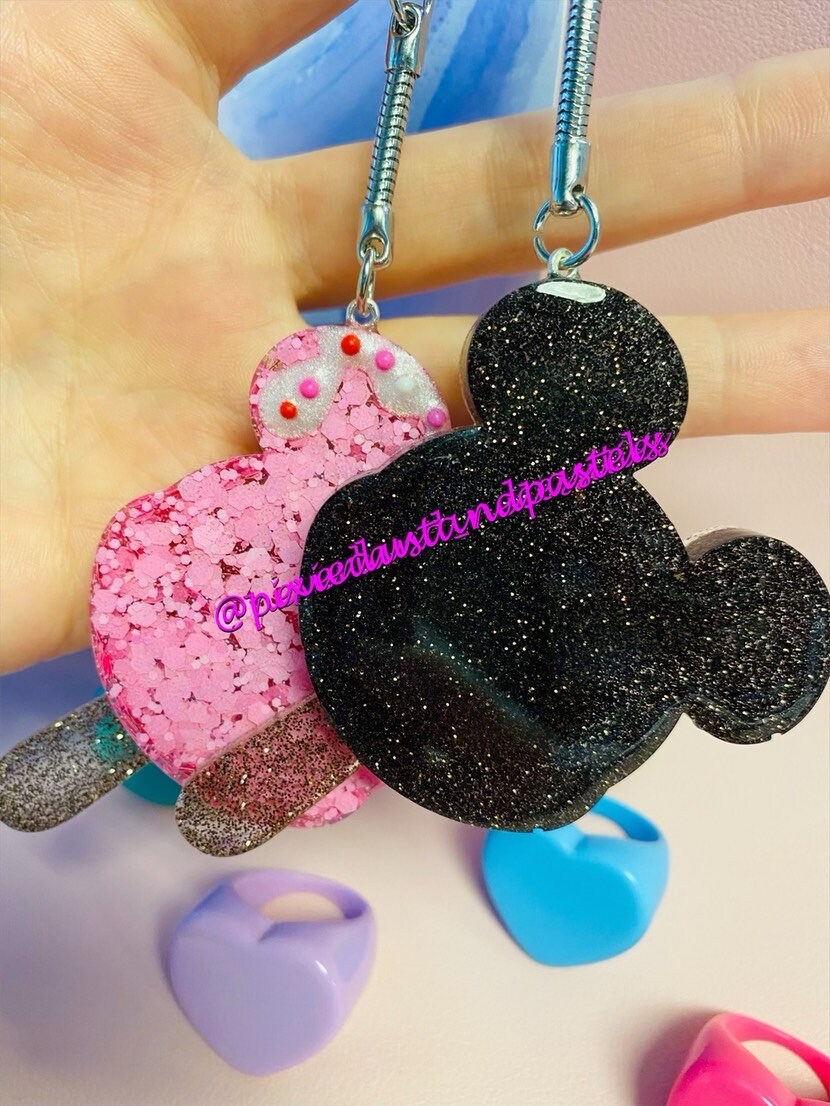 Sweets and Ice Cream! Mickey Bar Ice Cream Keychains - Glitter or Shimmer colors available