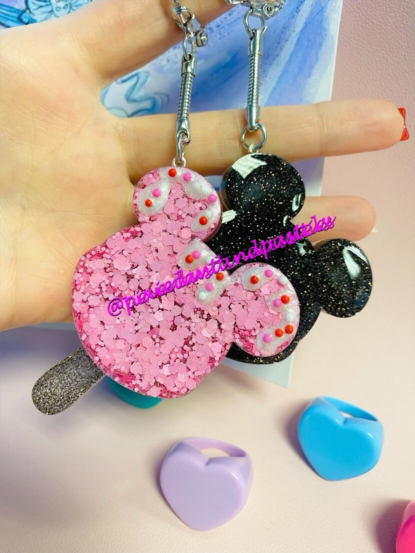 Sweets and Ice Cream! Mickey Bar Ice Cream Keychains - Glitter or Shimmer colors available