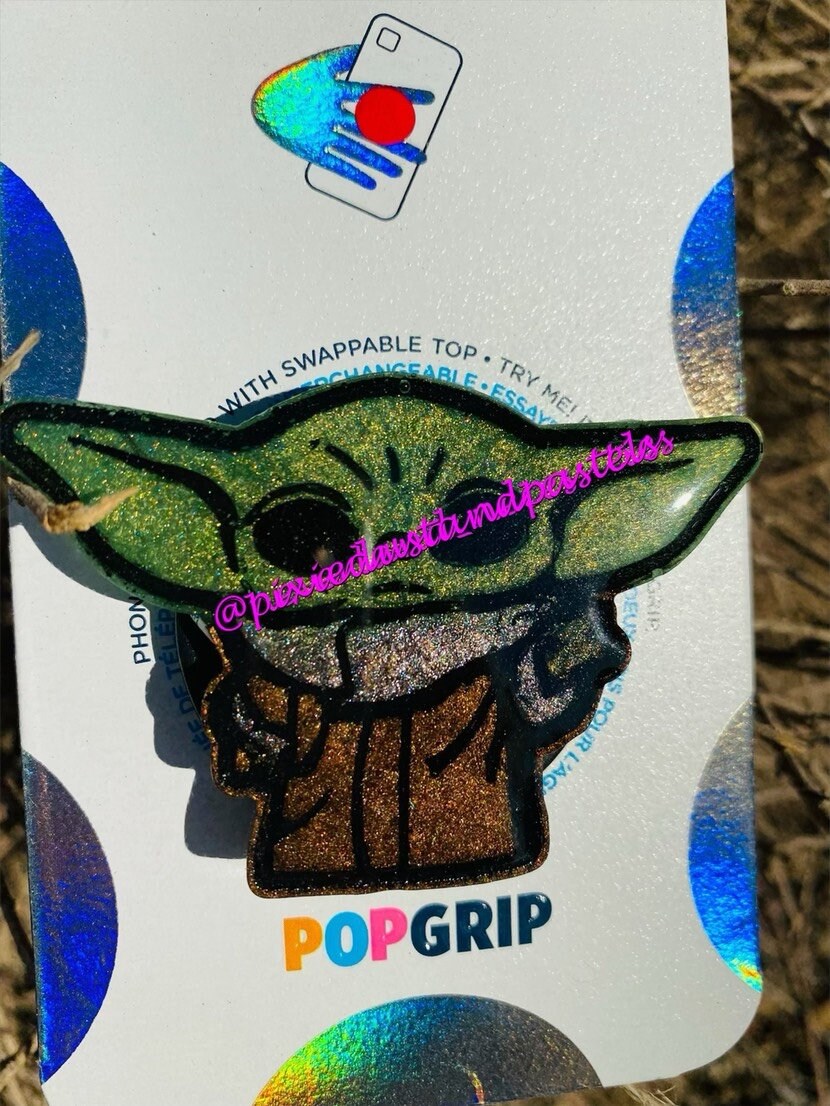 Baby, Yoda one for me! Baby Grogu Alien Child Phone socket or Badge Reel! Phone Grip pop for your phone!