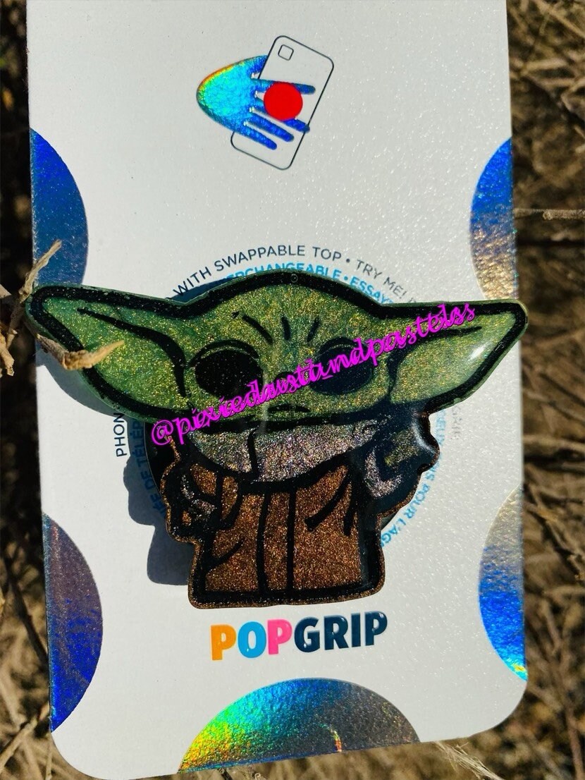 Baby, Yoda one for me! Baby Grogu Alien Child Phone socket or Badge Reel! Phone Grip pop for your phone!