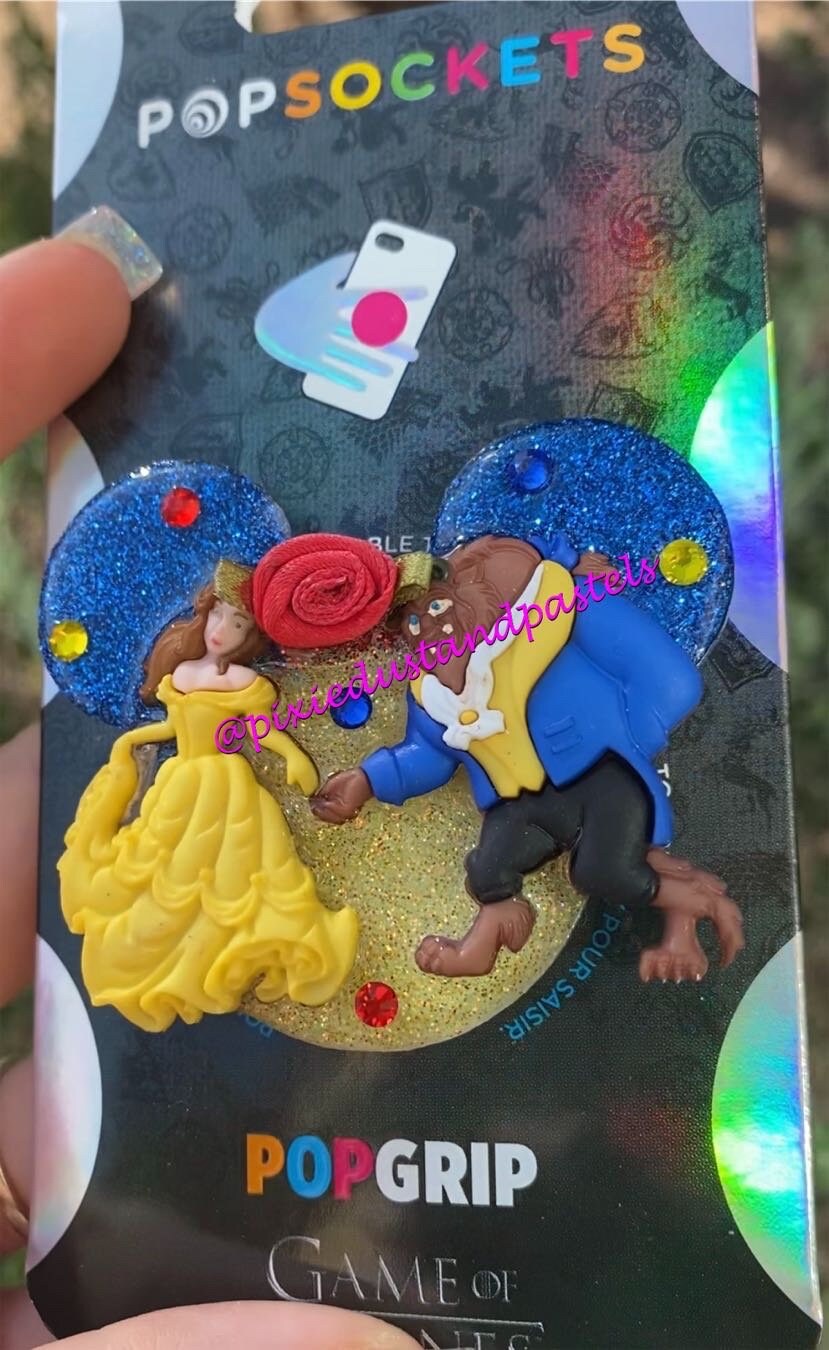 A tale as old as time...Belle and the Beast Phone Socket - Phone Grip - Badge Reel - Beauty and the Beast