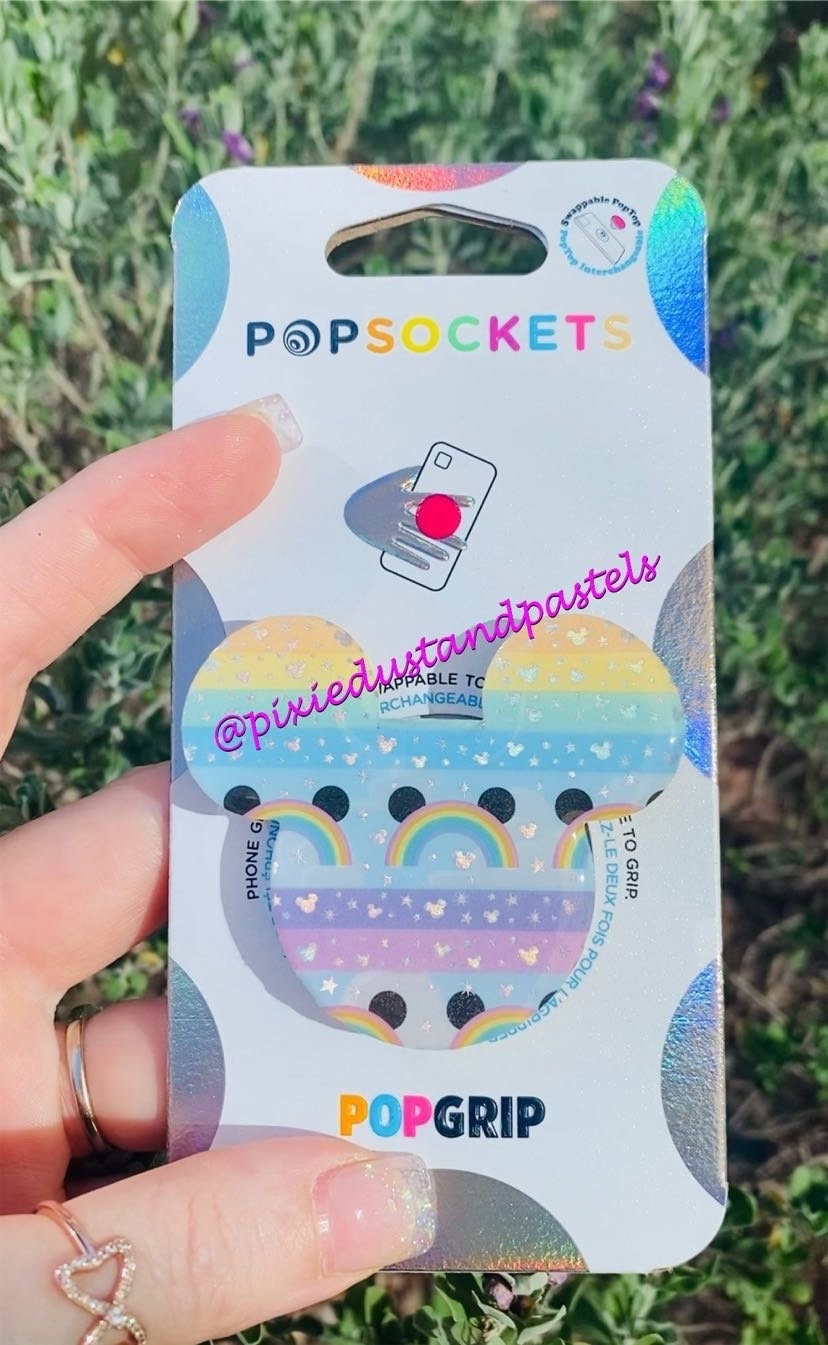 Pastel Dreams and Mickey Rainbow  Love Phone Grip - Love is Love - Phone Socket or Badge Reel