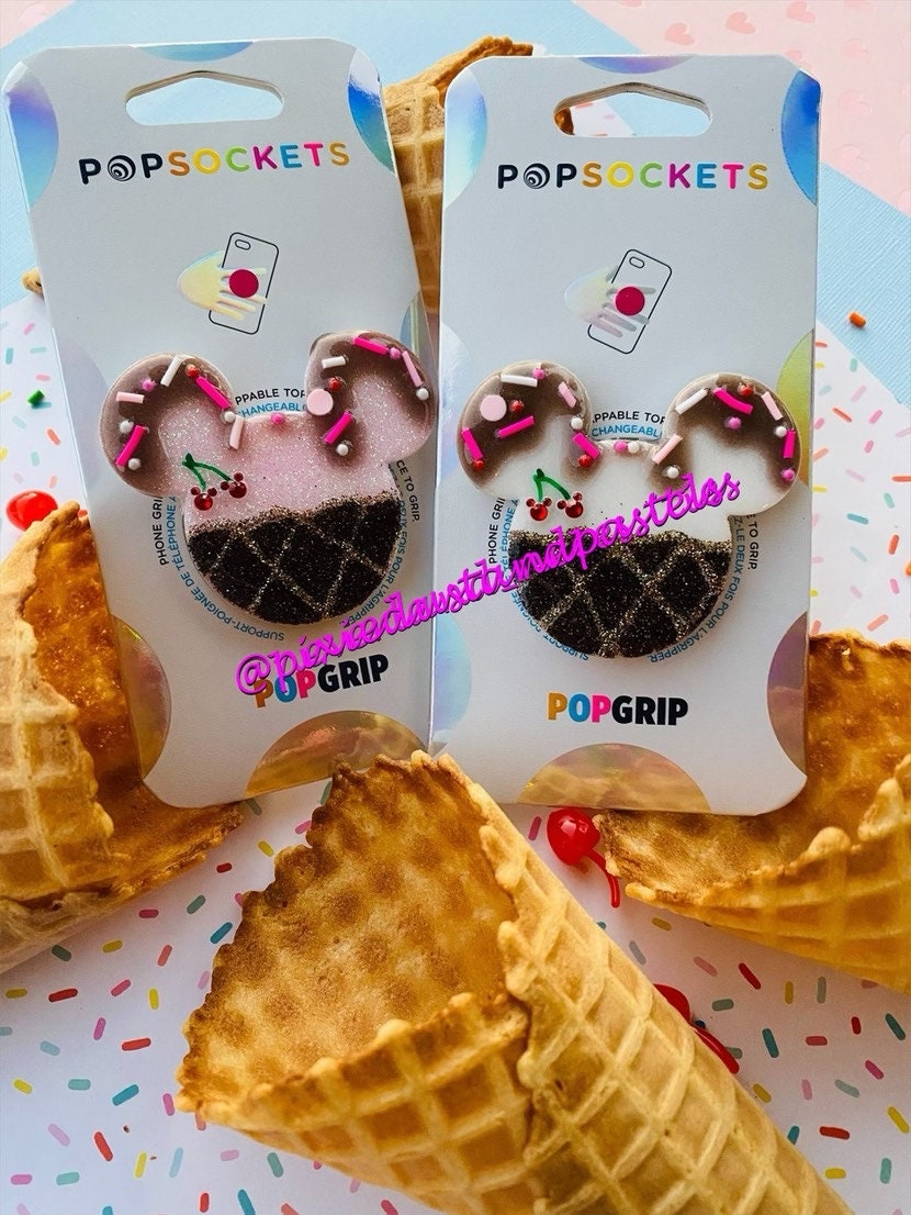 Mickey and Minnie's Ice Cream Shop! Waffle cones and Mickey Cherries! Phone Accessory Socket or Badge Reel