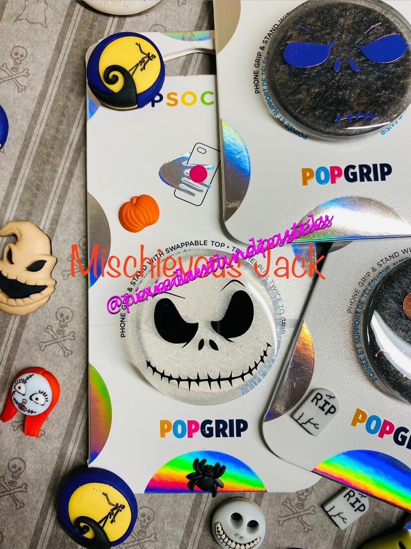 The Many Faces of Jack Phone Grip - Jack Skellington Nightmare Before Christmas Phone socket - Keychain - Badge Reel