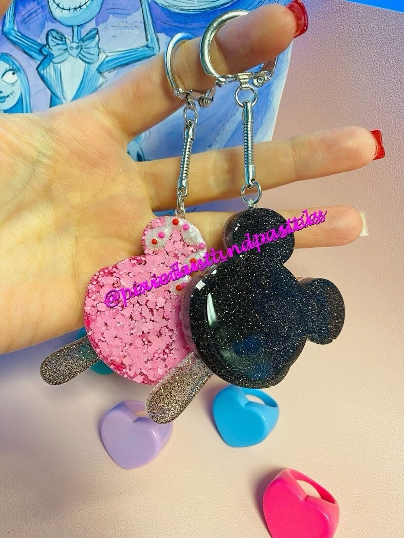 Sweets and Ice Cream! Mickey Bar Ice Cream Keychains - Glitter or Shimmer colors available