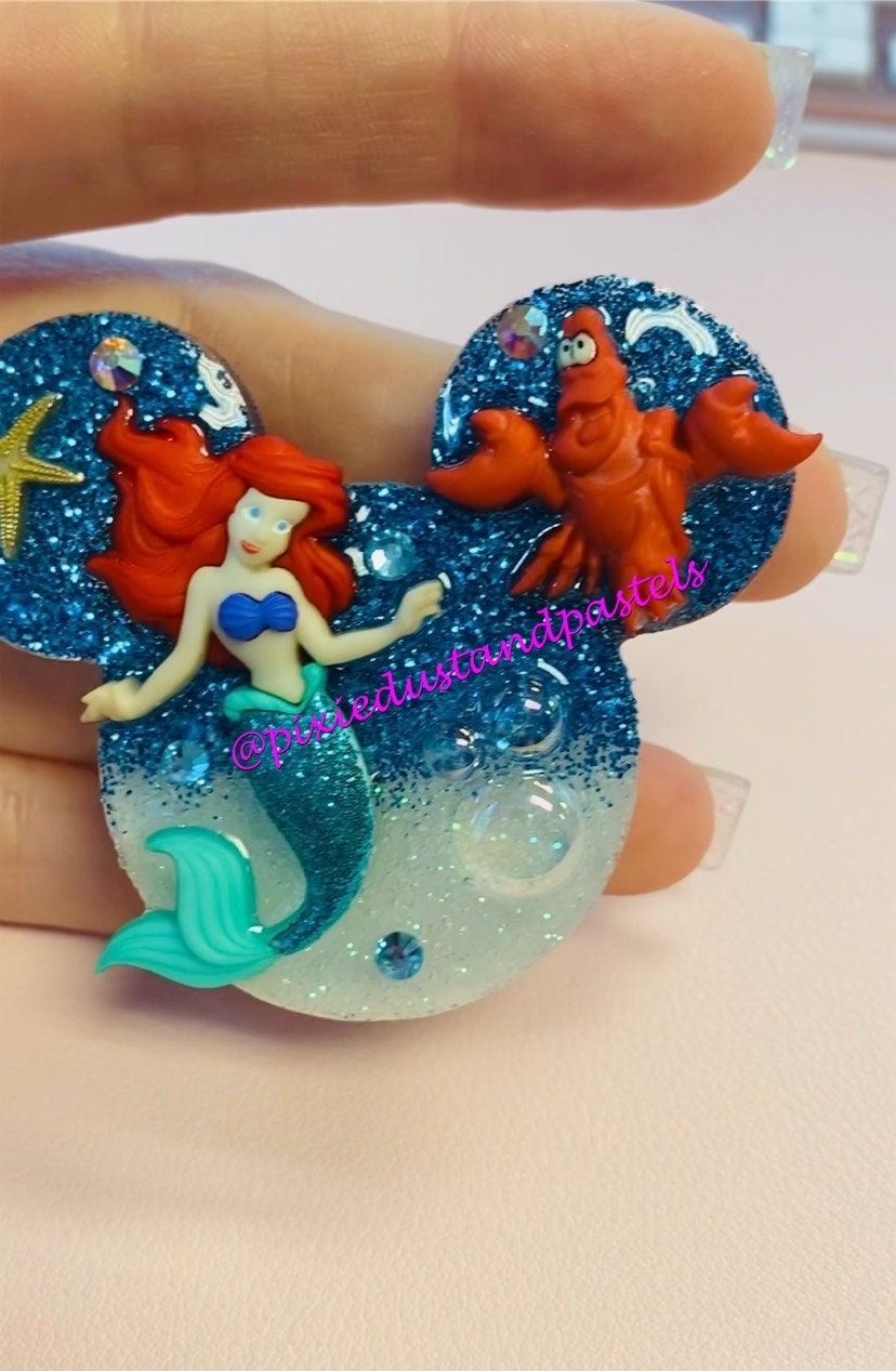 Under the Sea Mickey head Phone Grip - Phone Grip or Badge Reel- Princess Mermaid!