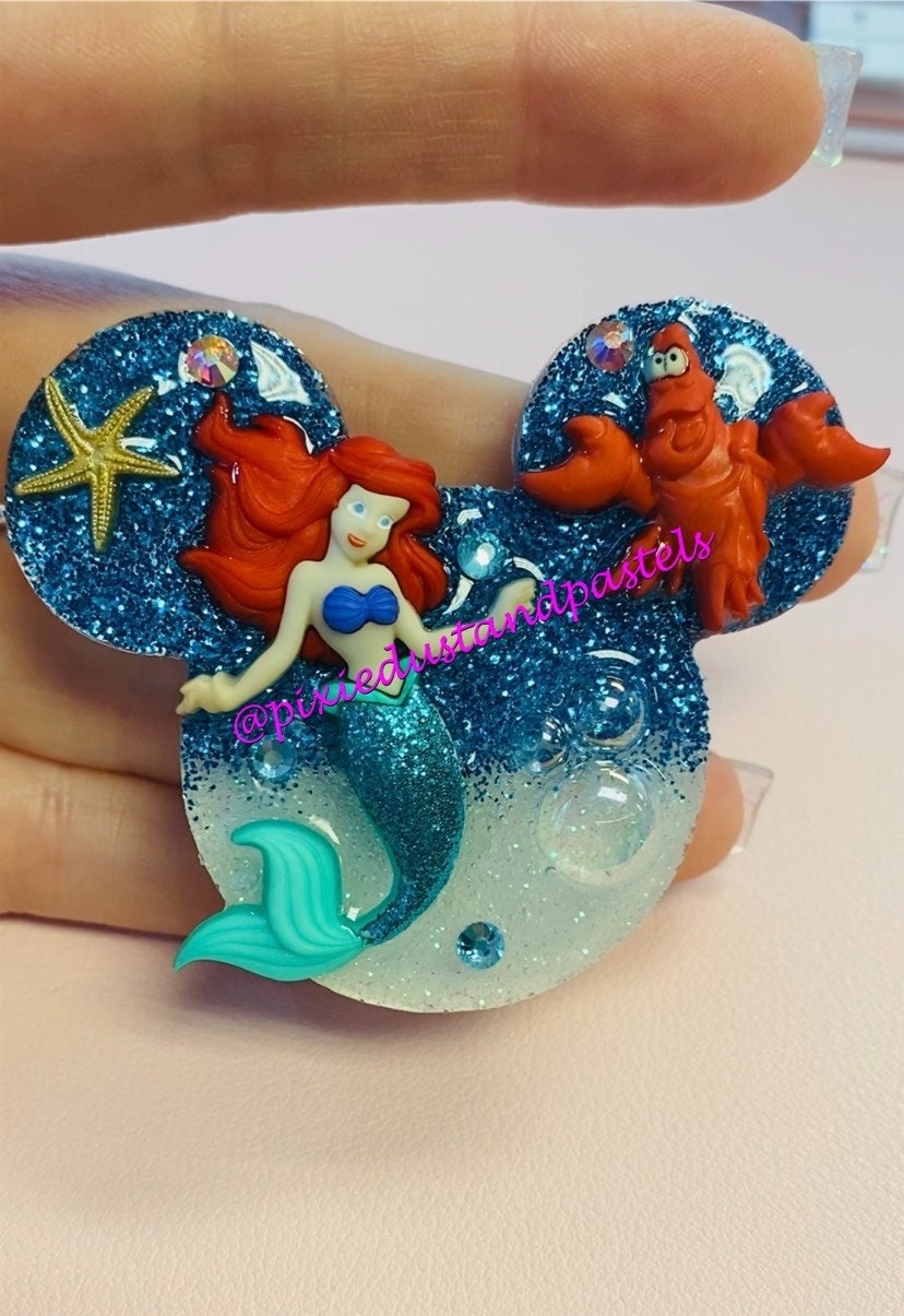 Under the Sea Mickey head Phone Grip - Phone Grip or Badge Reel- Princess Mermaid!