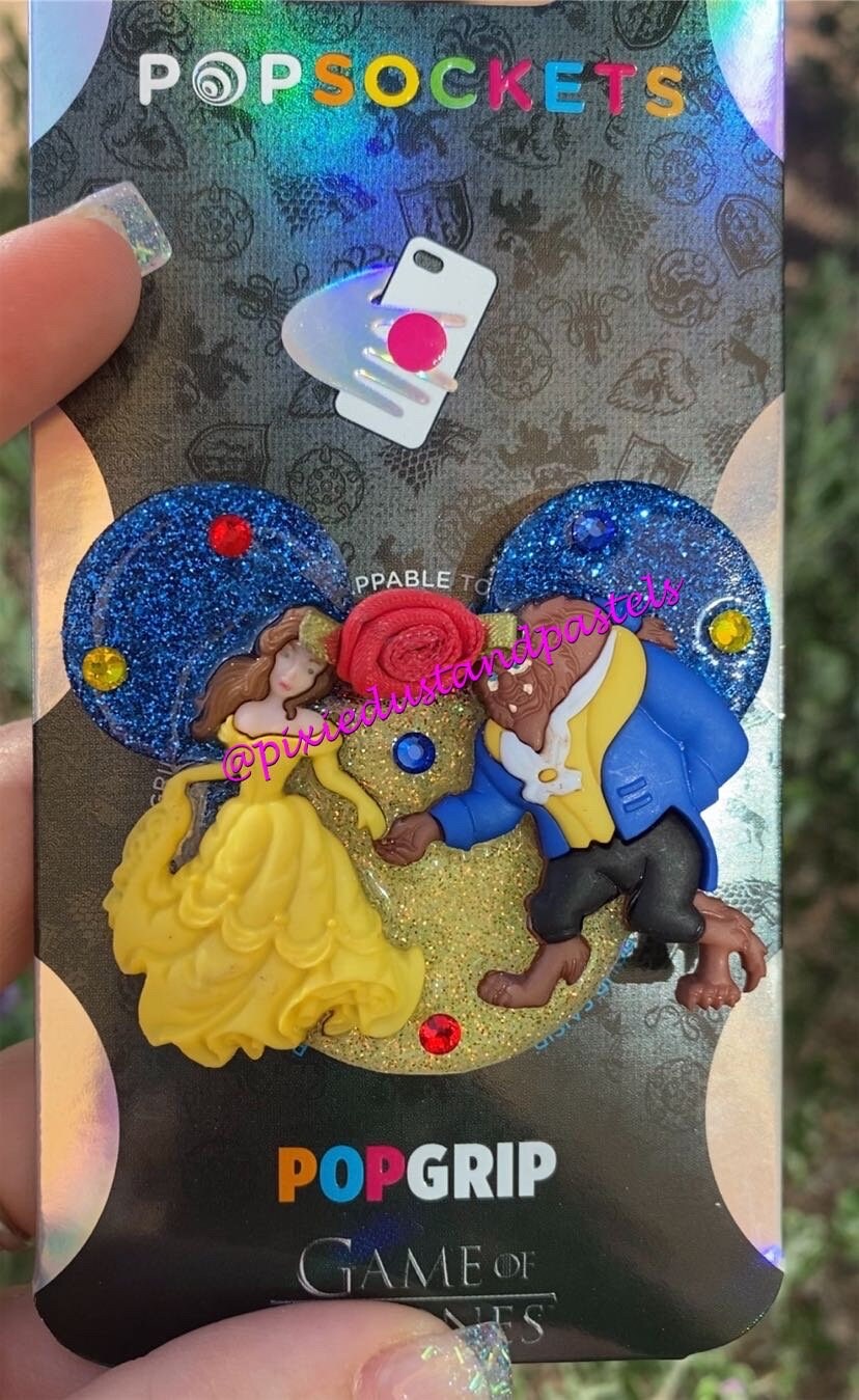 A tale as old as time...Belle and the Beast Phone Socket - Phone Grip - Badge Reel - Beauty and the Beast