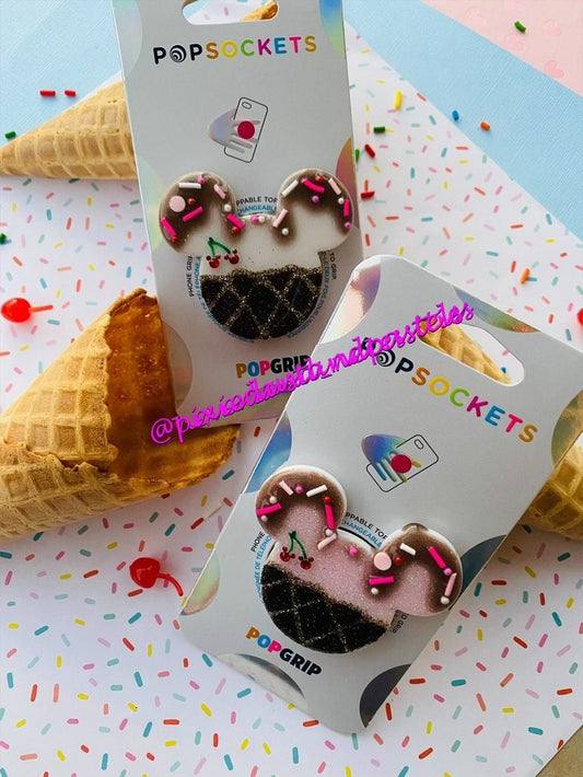 Mickey and Minnie's Ice Cream Shop! Waffle cones and Mickey Cherries! Phone Accessory Socket or Badge Reel