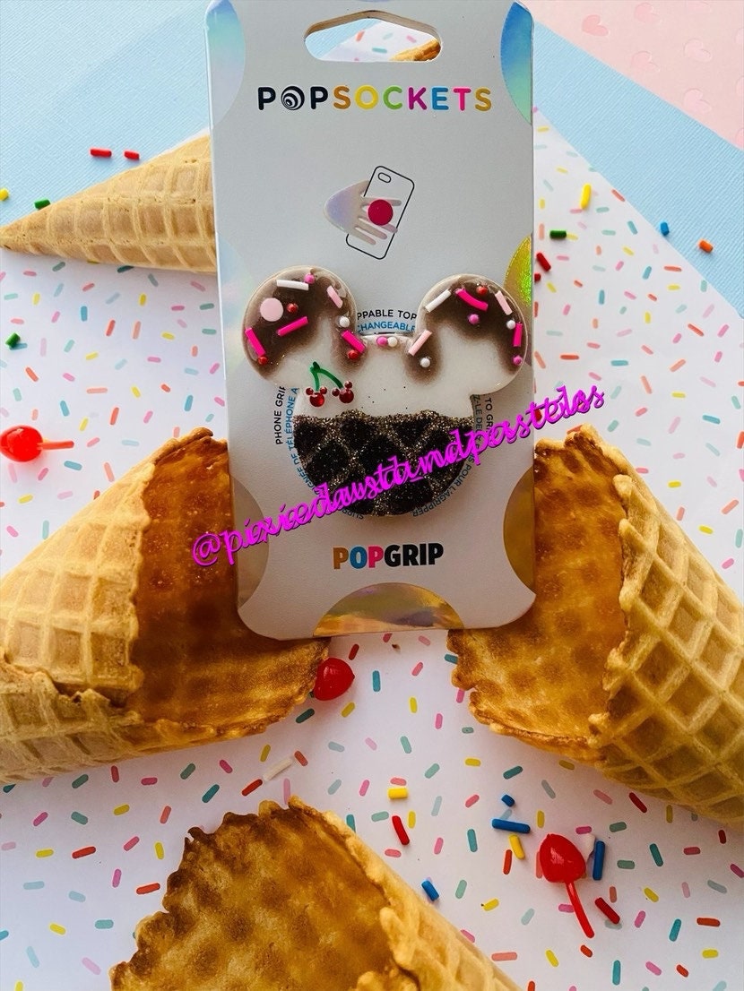 Mickey and Minnie's Ice Cream Shop! Waffle cones and Mickey Cherries! Phone Accessory Socket or Badge Reel