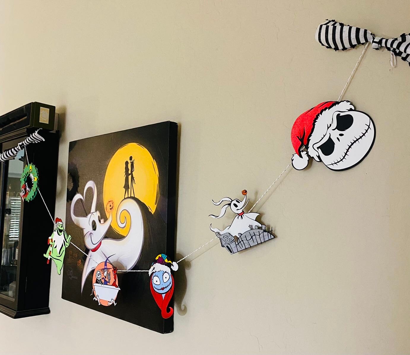 Christmas NBC Garland-  Jack Skellington - Santa Oogie - Sally - Zero - Ghost Dog Graveyard- Holiday Mantle Garland